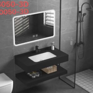 "Bathroom-vanity-in-black-porcelain-and-led-mirror"
