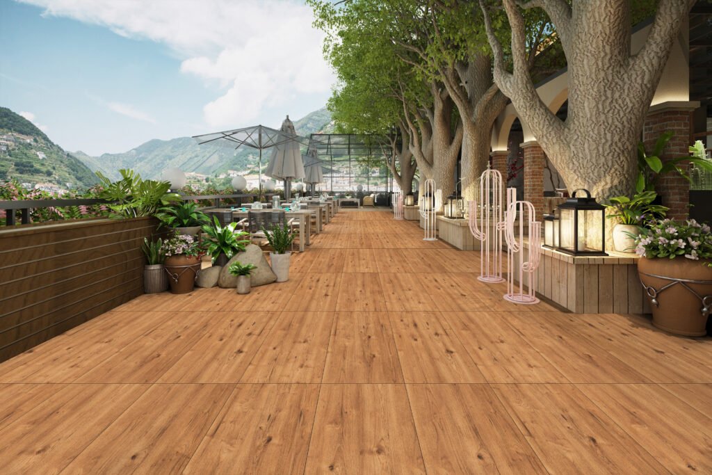 "outdoor-flooring-with-wood-effect-porcelain-tiles-in-beige-shade"