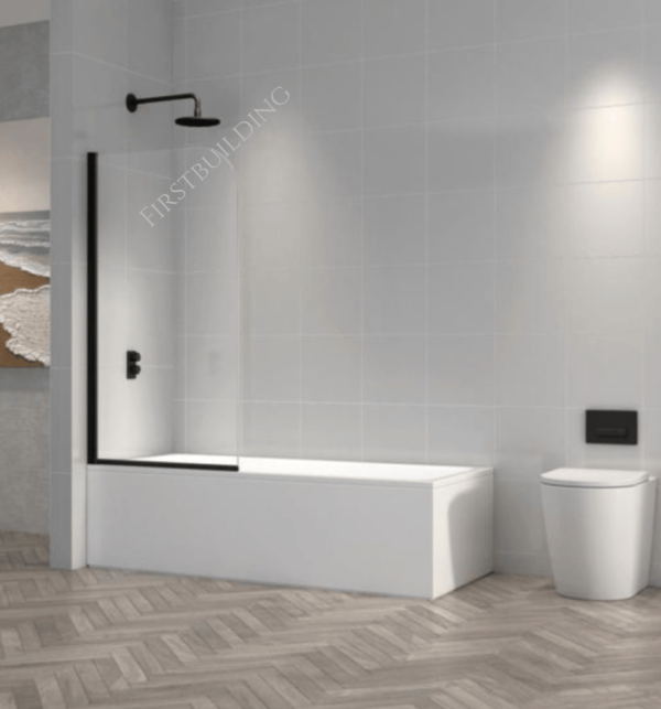Black over the tub bath screen 80x150cm