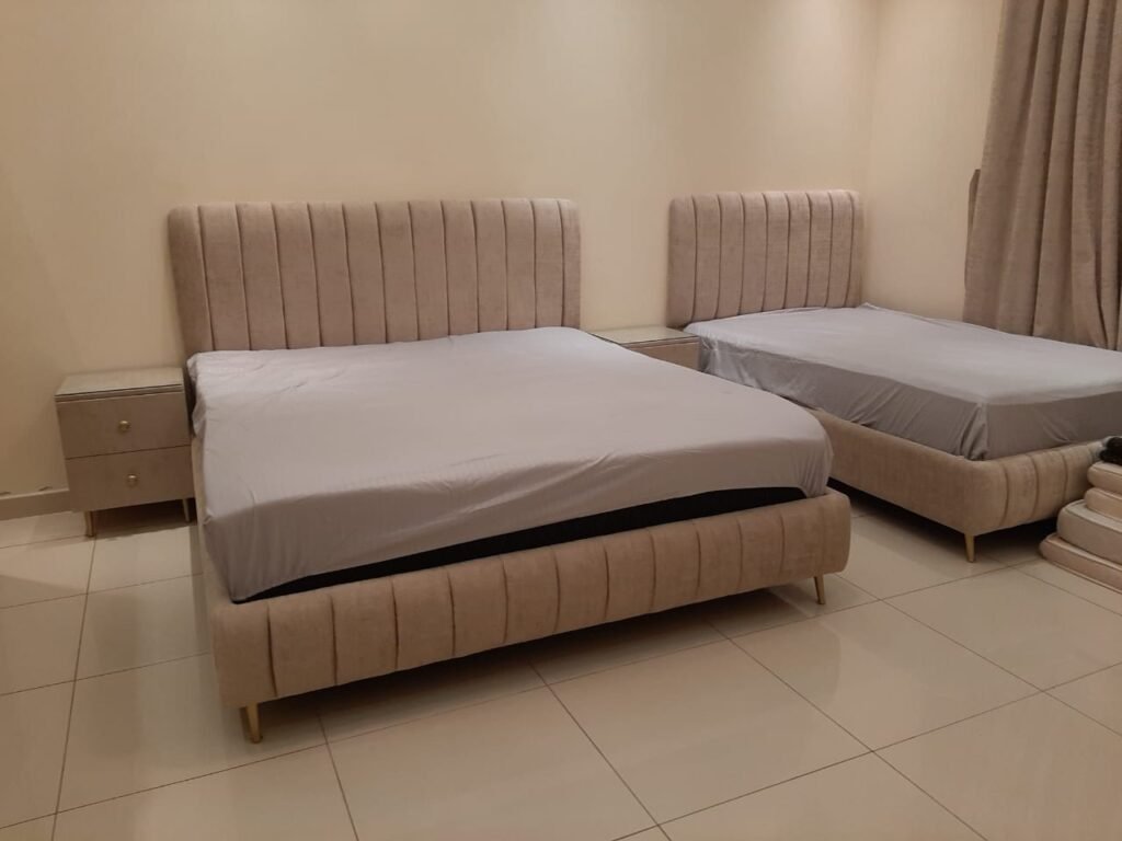 "custom-made-bed-and-mattress-in-brown-colour"